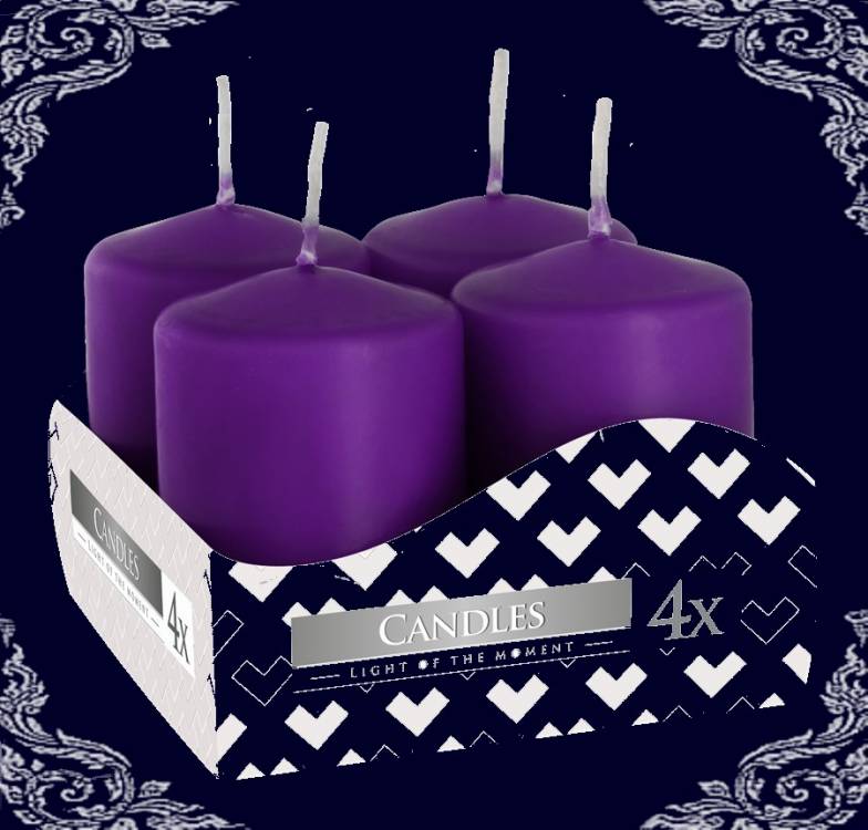 adventní svíčka vosková fialová 4ks