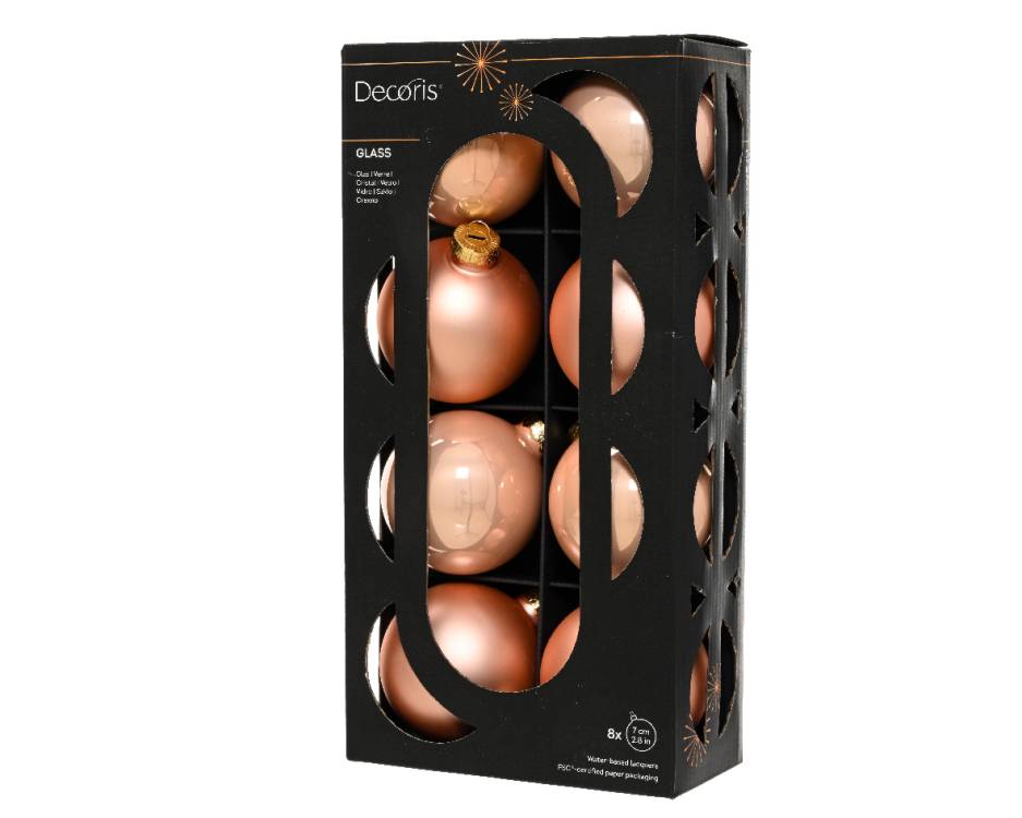 oranžové skleněné koule 7cm, 8ks