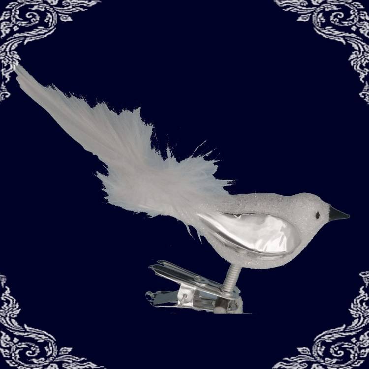 ozdoby na skřipci ptáci stříbrná křídla 12ks