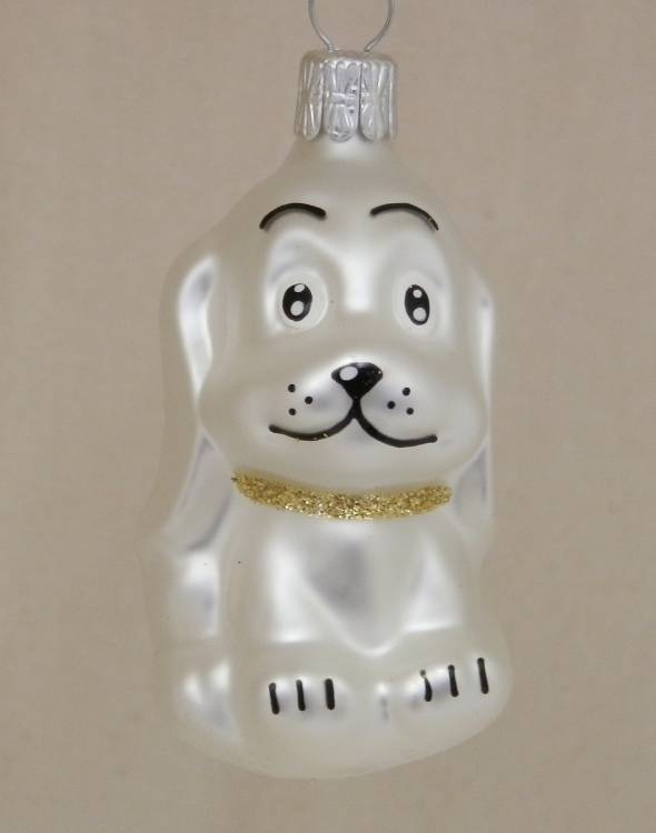 skleněná figurka pejsáč zlatobílý, 1ks
