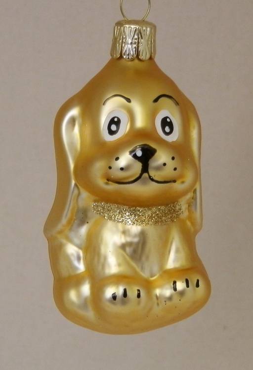 Skleněná figurka pejsáč zlatý, 1ks