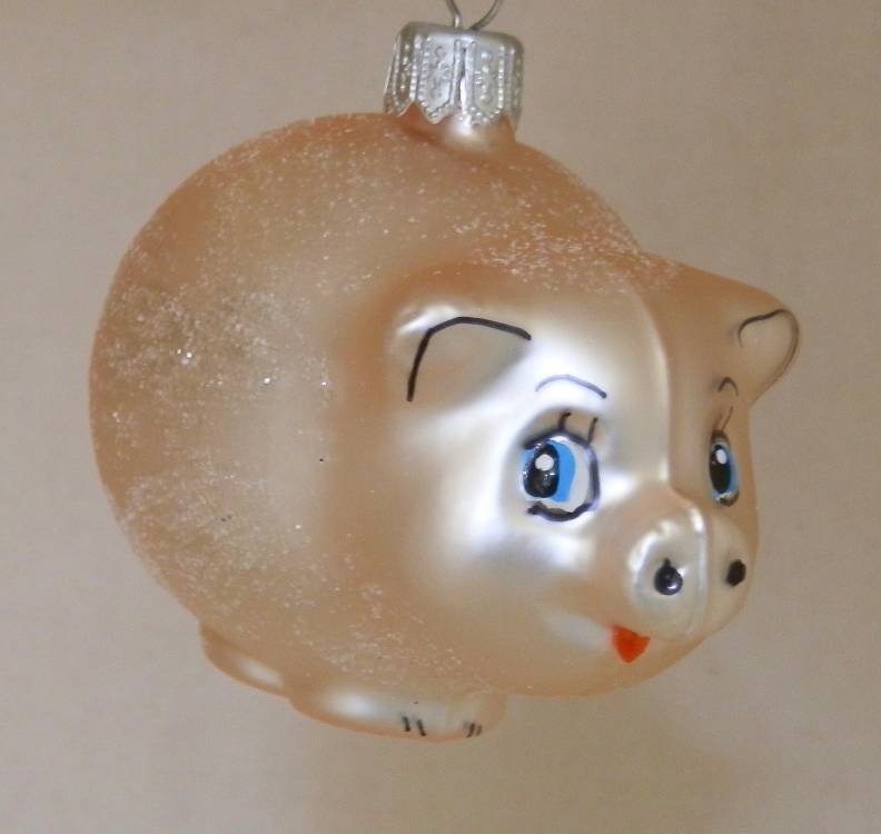 Skleněná figurka růžový prasík, 6ks