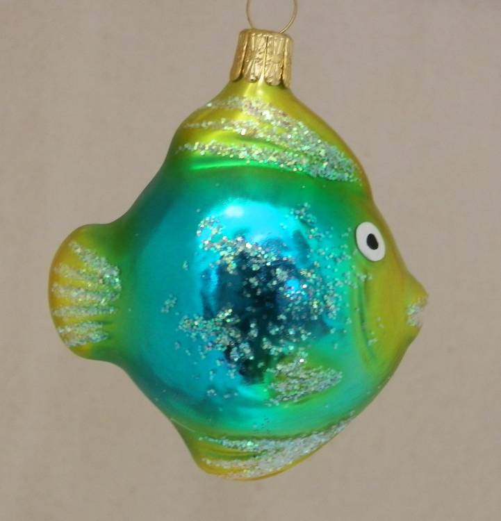 Skleněná figurka ryba klipka zelená, 1ks