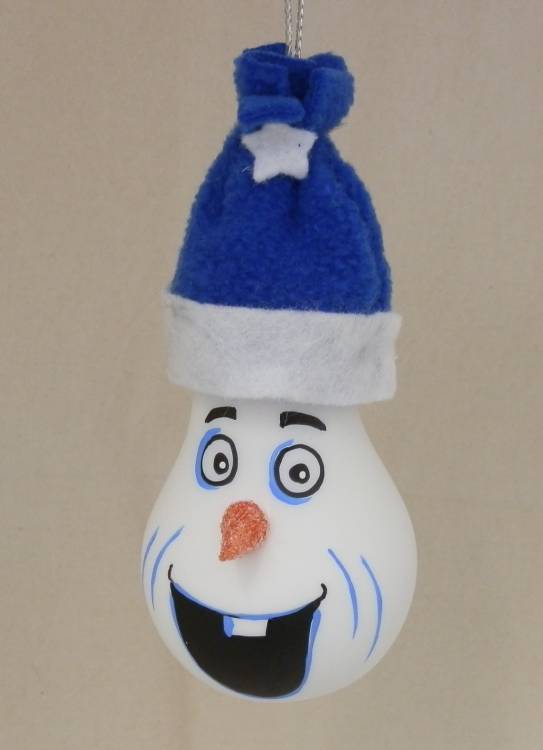 Skleněná figurka sněhulák Klofáč, 1ks
