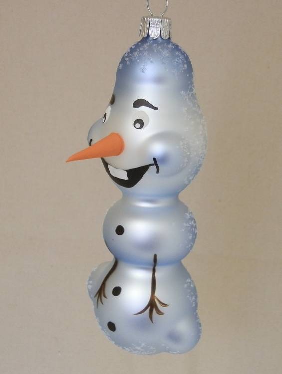skleněná figurka sněhulák Olaf velký, 1ks