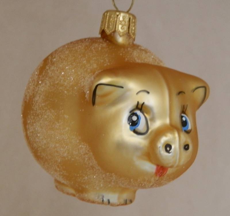 Skleněná figurka zlatý prasík, 6ks