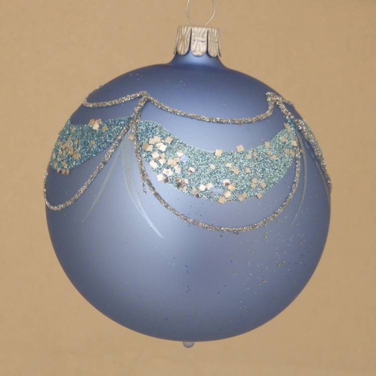 Skleněná koule volán světle modrá, 3ks