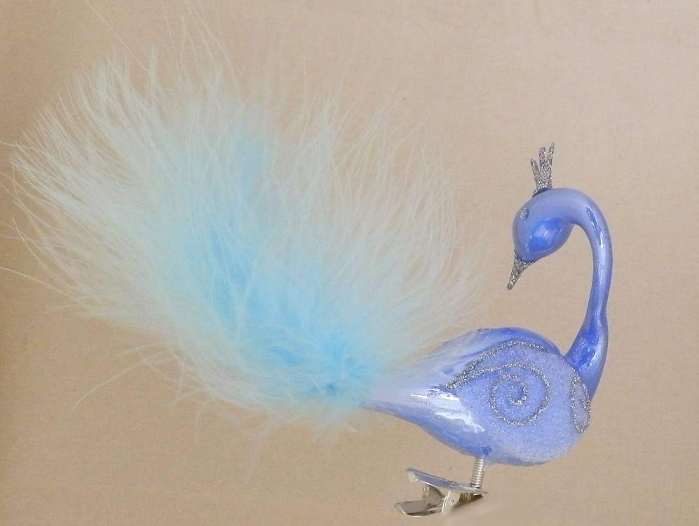 Skleněná labuť modrý porcelán II, 2ks