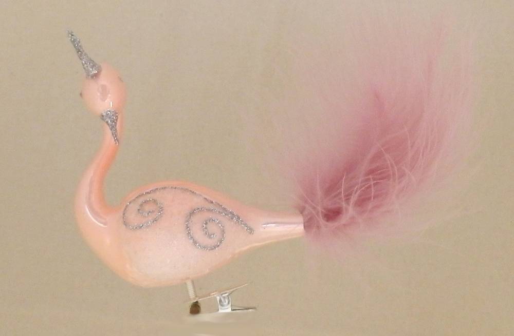 Skleněná labuť růžový porcelán II, 2ks