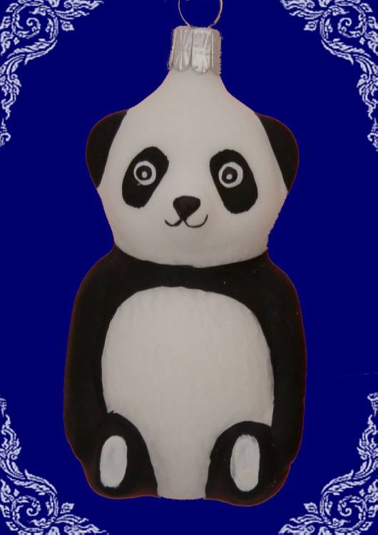 skleněná vánoční figurka pandík, 1ks