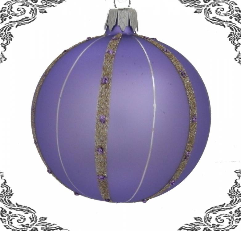 skleněná vánoční koule koruna fialová, 3ks