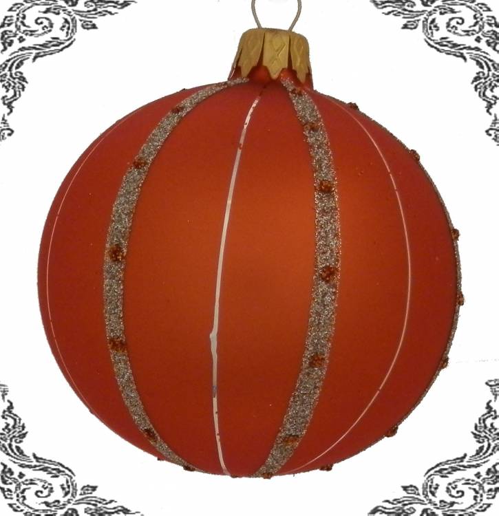 Skleněná vánoční koule koruna oranžová, 3ks