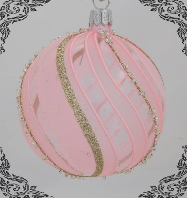 skleněná vánoční koule luxury růžová, 4ks