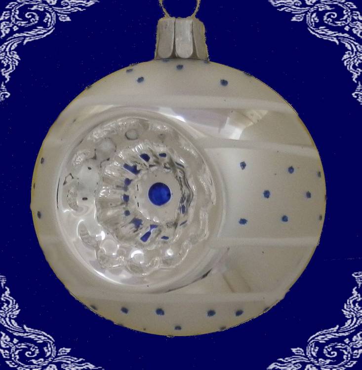 skleněná vánoční koule retrotečka modrá, 4ks