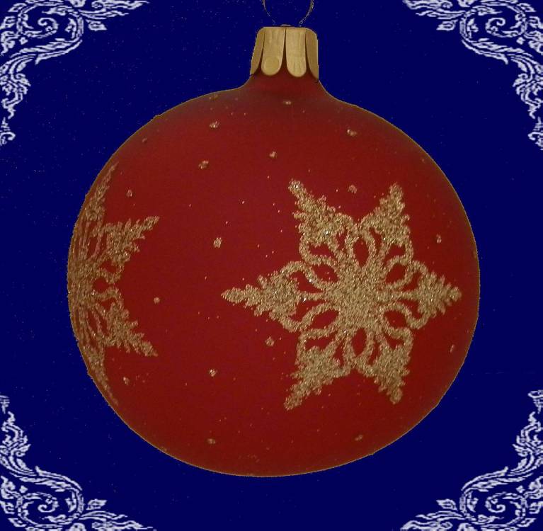 skleněná vánoční koule star červená, 3ks