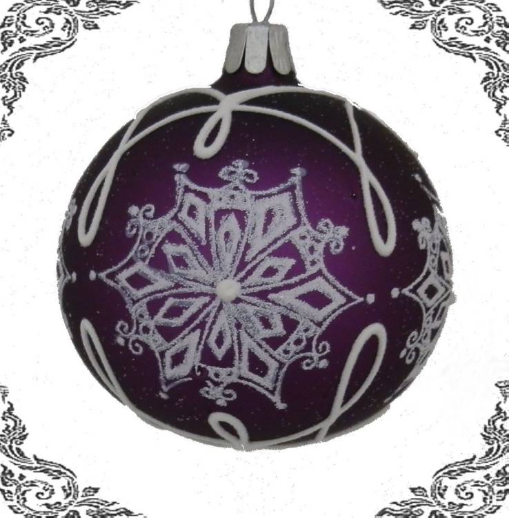 skleněná vánoční koule stella fialová, 3ks