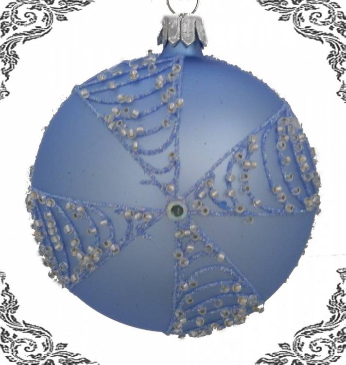 skleněná vánoční koule sultan světle modrá, 4ks