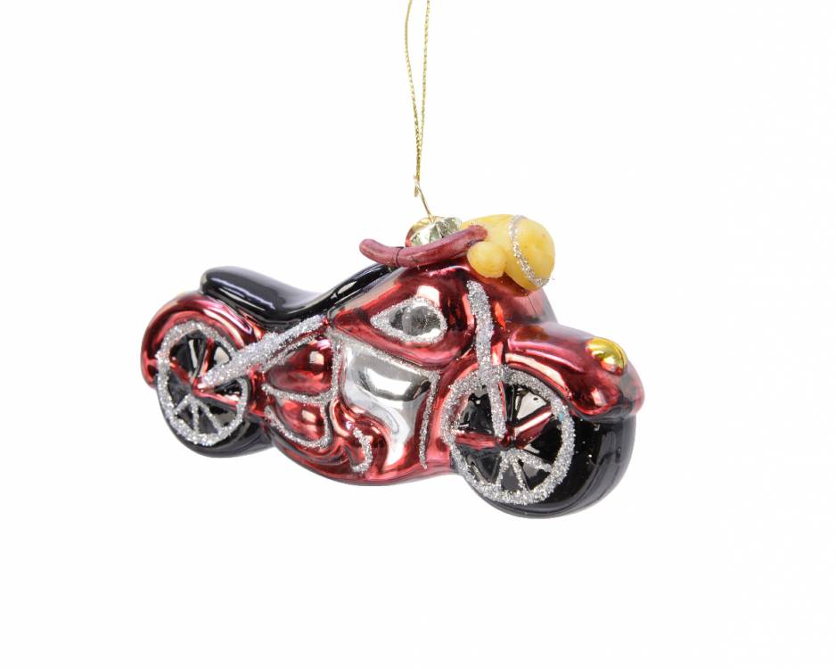 skleněná vánoční ozdoba motocykl chopper