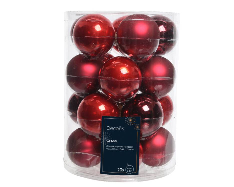 Skleněné koule 6cm v boxu, 20 ks
