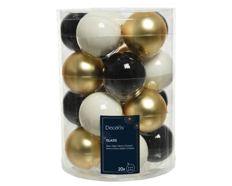 Skleněné koule 6cm v boxu, 20 ks