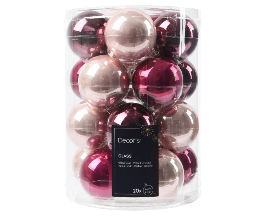 Skleněné koule 6cm v boxu, 20 ks