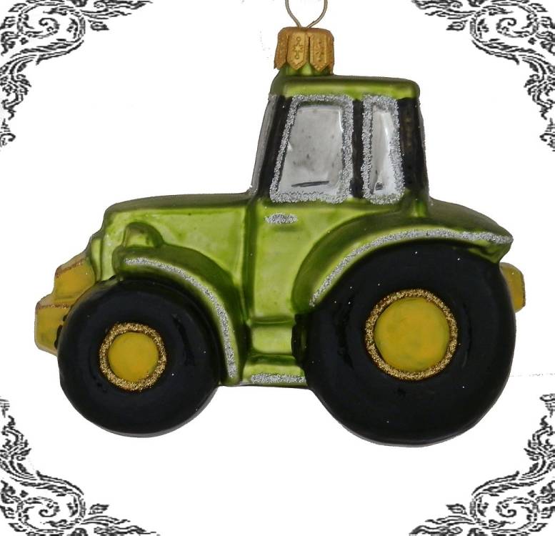 skleněný traktor zelený, 1ks