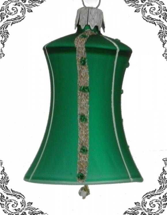skleněný zvonek koruna zelený, 3ks