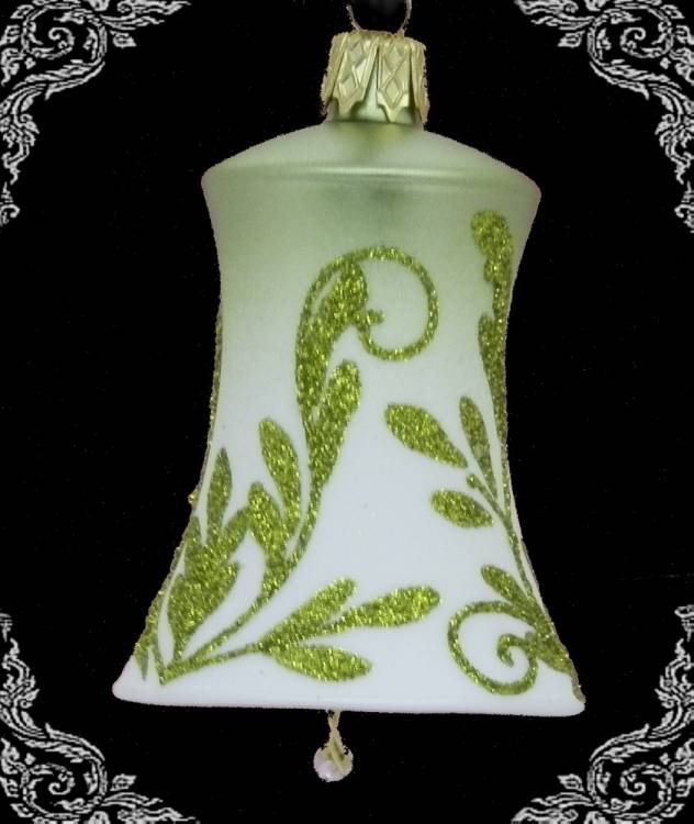skleněný zvonek lupínek zelený, 3ks