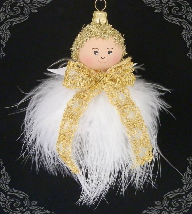 Vánoční figurka anděl zlatá stuha, 1ks