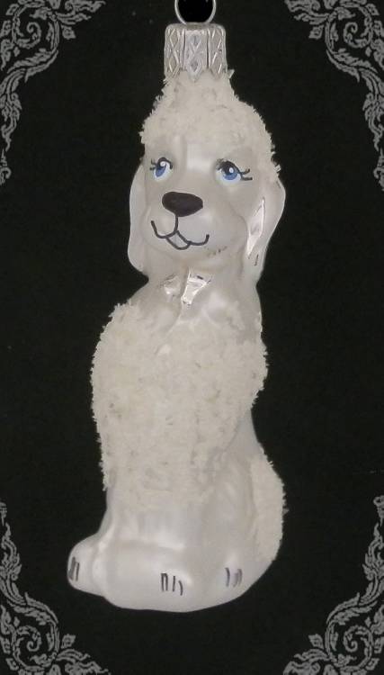Vánoční figurka bílý pudl, 1ks