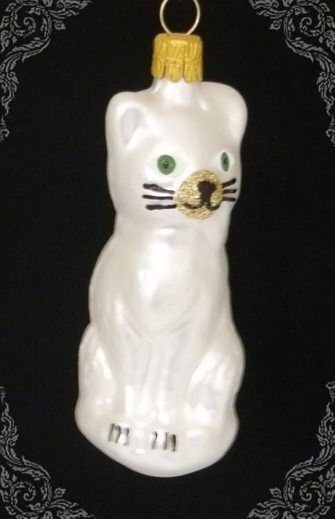 Vánoční figurka kocour bílý, 1ks