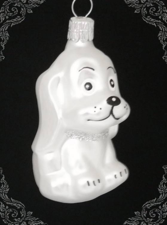 Vánoční figurka pejsek bílý, 1ks
