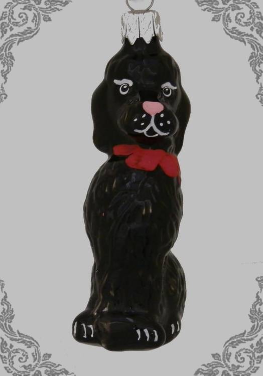 Vánoční figurka pudl černý, 1ks