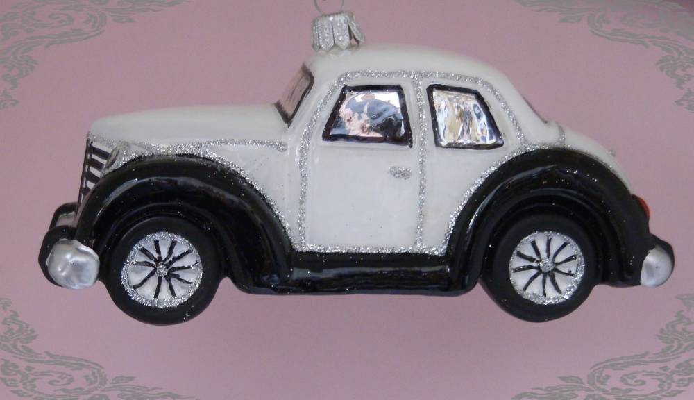 Vánoční ozdoba auto Fiat bílé, 1ks