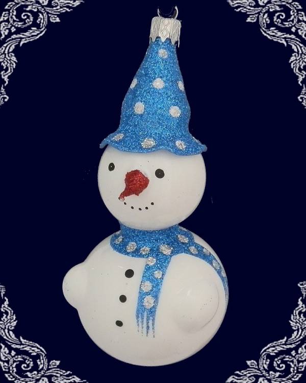 vánoční ozdoba figurka sněhulák s kloboukem, 1ks