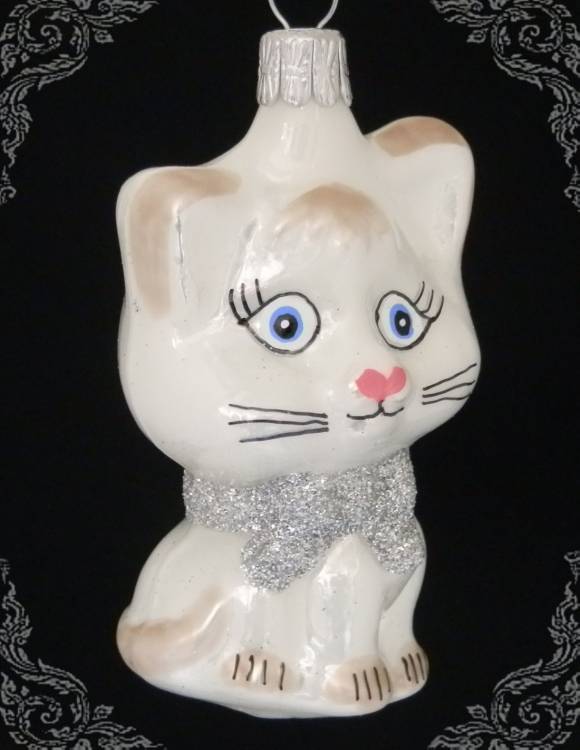 Vánoční ozdoba kočka Micka porcelán, 1ks