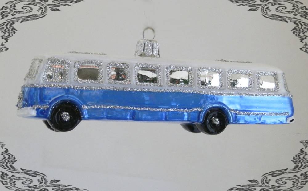 Vánoční ozdoba modrý autobus Škoda RTO, 1ks