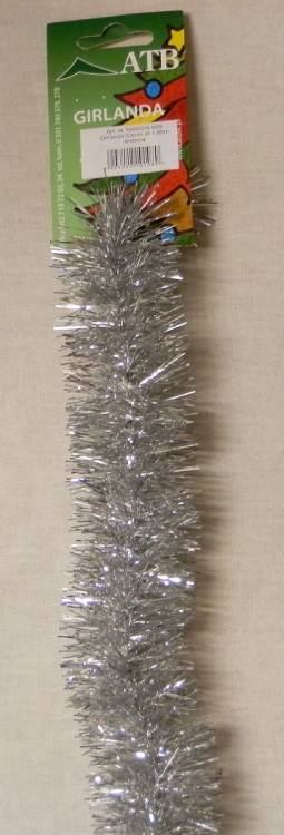 Vánoční řetěz 5cm 1,8m stříbrný