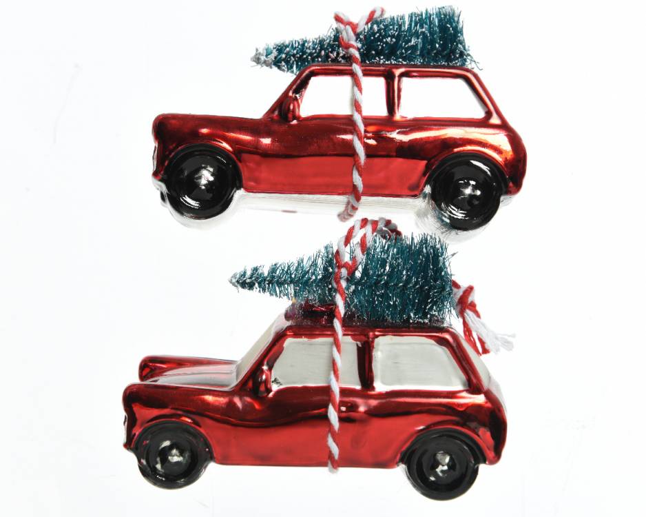 vánoční skleněná ozdoba auto