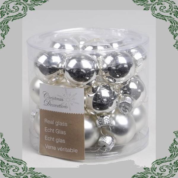 vánoční skleněné stříbrné kuličky 24ks