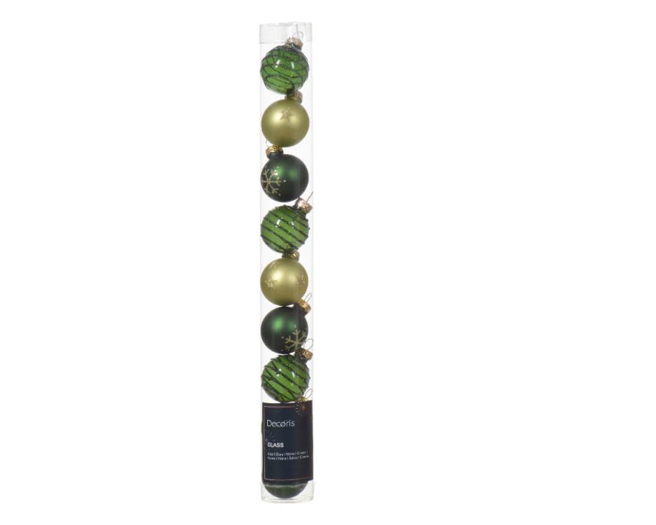zelené dekorované skleněné kuličky 3cm