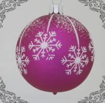 Dekorovaná vánoční koule Zima magenta, 4ks
