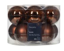 Hnědé skleněné koule 6cm, 10ks