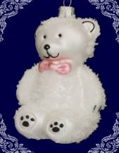 skleněná figurka medvěd sníh, 1ks