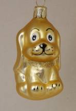 Skleněná figurka pejsáč zlatý, 1ks