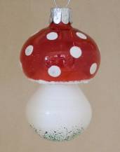 Skleněná ozdoba mochomůrka průsvit porcelán, 3ks