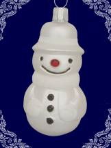 skleněná vánoční figurka sněhulák pako bílý, 1ks