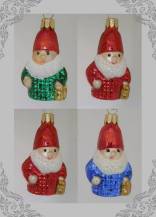 skleněná vánoční figurka trpaslík, 1ks