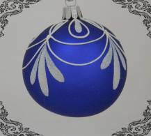 skleněná vánoční koule balerina modrá, 3ks