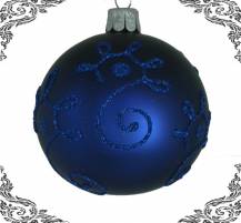 skleněná vánoční koule klička modrá, 3ks
